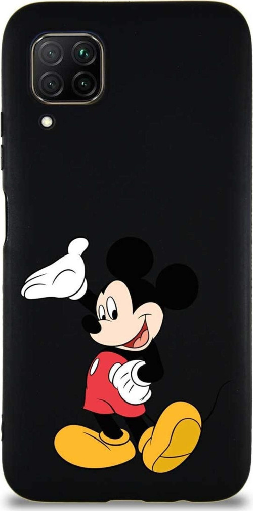 Huawei P40 Lite Soft Premier Kapak Mickey Mouse-C Tasarımlı Silikon Kılıf - Siyah