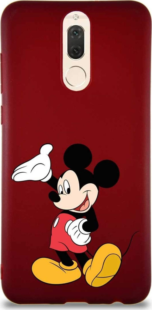 Huawei Mate 10 Lite Soft Premier Kapak Mickey Mouse-C Tasarımlı Silikon Kılıf - Mürdüm