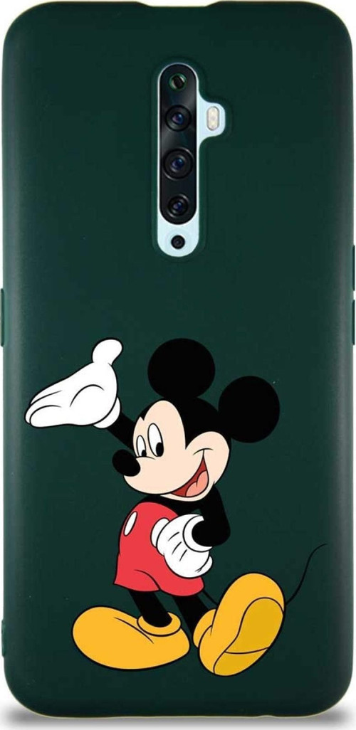 Oppo Reno 2Z Soft Premier Kapak Mickey Mouse-C Tasarımlı Silikon Kılıf - Yeşil
