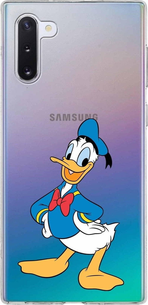 Samsung Galaxy Note 10 Kapak Donald Duck Tasarımlı Şeffaf Silikon Kılıf