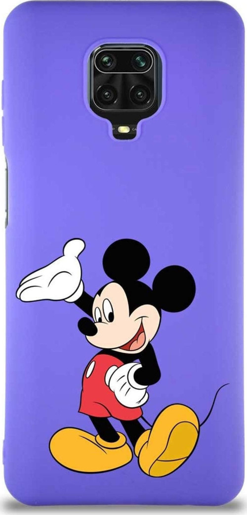 Xiaomi Redmi Note 9S Soft Premier Kapak Mickey Mouse-C Tasarımlı Silikon Kılıf - Mor
