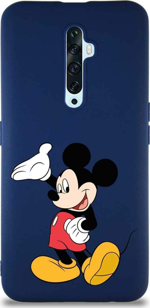 Oppo Reno 2Z Soft Premier Kapak Mickey Mouse-C Tasarımlı Silikon Kılıf - Lacivert