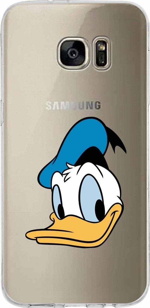 Samsung Galaxy S7 Edge Kapak Donald Duck Tasarımlı Şeffaf Silikon Kılıf