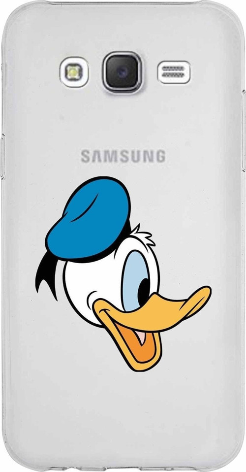 Samsung Galaxy J5 Kapak Donald Duck Tasarımlı Şeffaf Silikon Kılıf