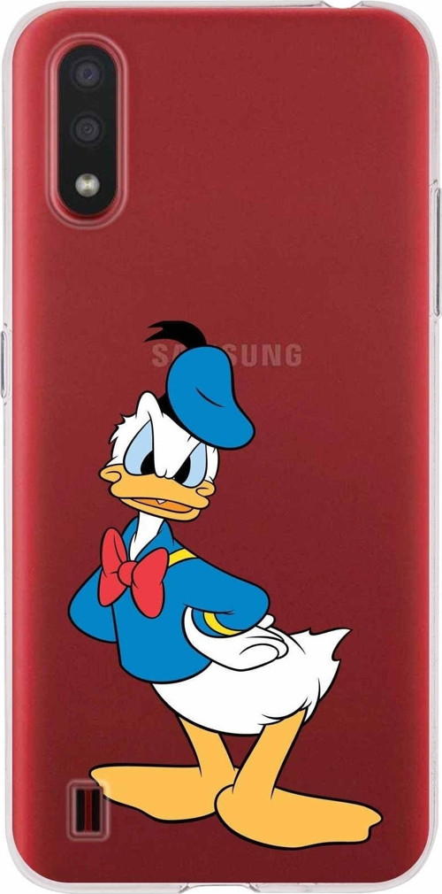 Samsung Galaxy A01 Kapak Donald Duck Tasarımlı Şeffaf Silikon Kılıf