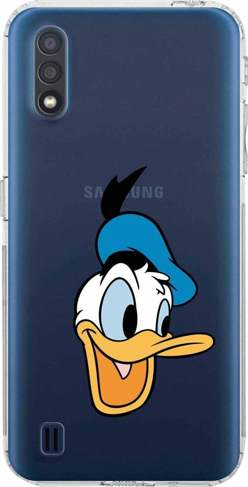 Samsung Galaxy A01 Kamera Korumalı Kapak Donald Duck Tasarımlı Şeffaf Kılıf