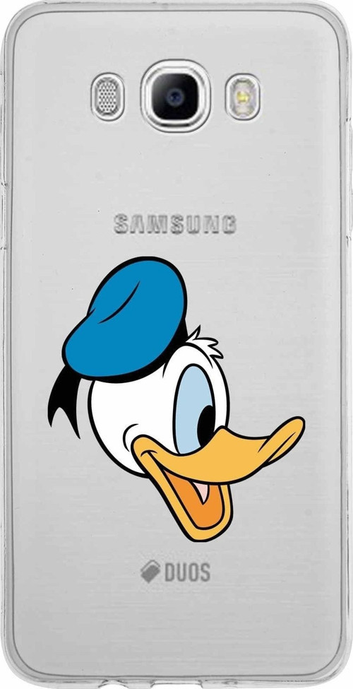 Samsung Galaxy J7 2016 Kapak Donald Duck Tasarımlı Şeffaf Silikon Kılıf