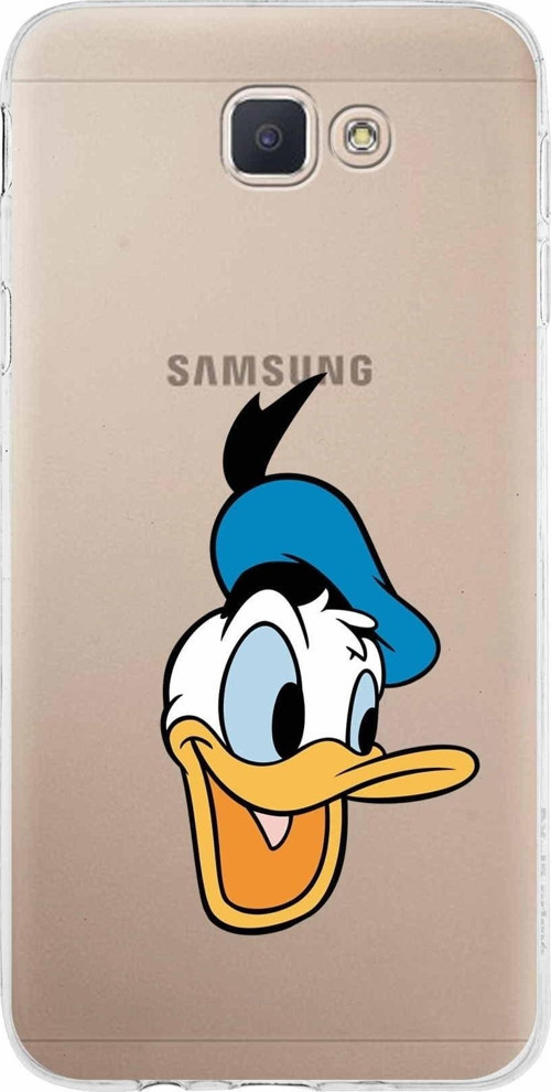 Samsung Galaxy J5 Prime Kapak Donald Duck Tasarımlı Şeffaf Silikon Kılıf
