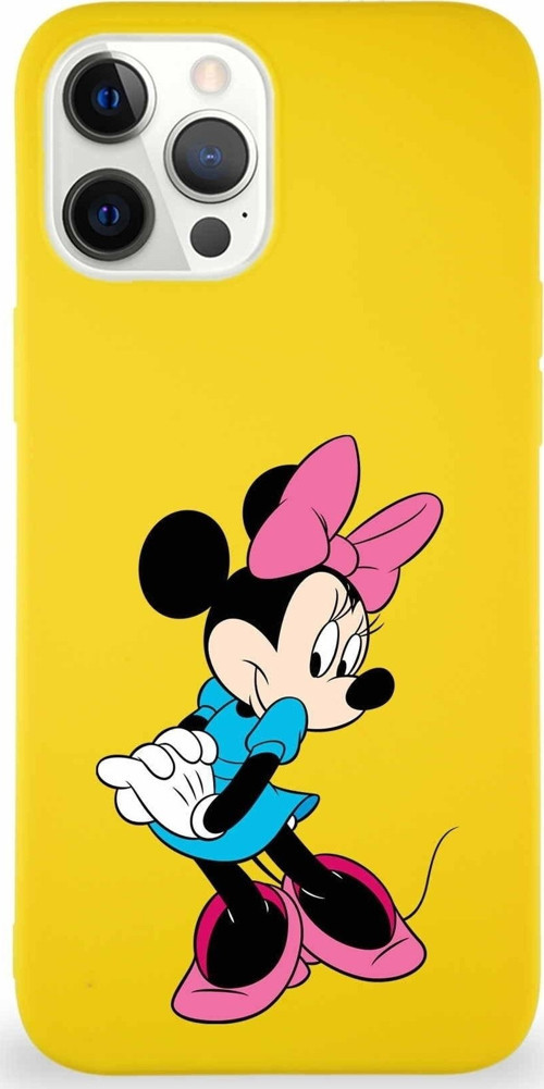 Iphone 12 Pro Max Uyumlu Soft Premier Kapak Minnie Mouse-F Tasarımlı Silikon Kılıf - Sarı