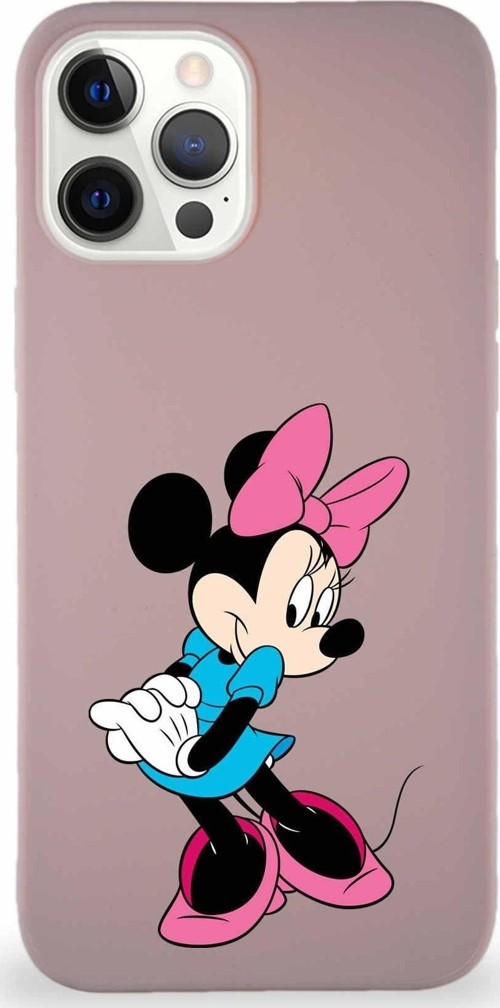 Iphone 12 Pro Max Uyumlu Soft Premier Kapak Minnie Mouse-F Tasarımlı Silikon Kılıf - Pudra