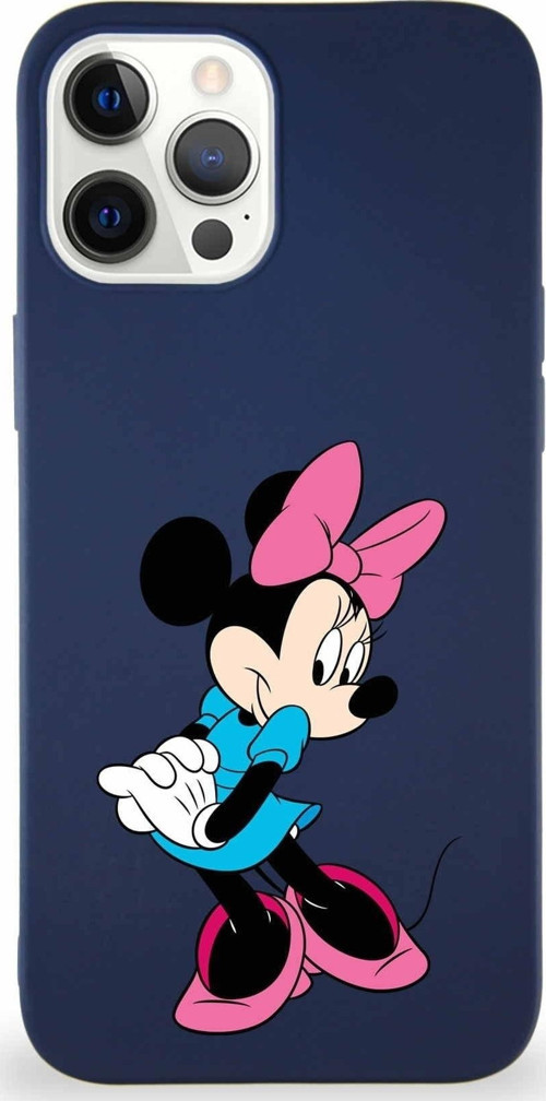 Iphone 12 Pro Max Uyumlu Soft Premier Kapak Minnie Mouse-F Tasarımlı Silikon Kılıf - Lacivert