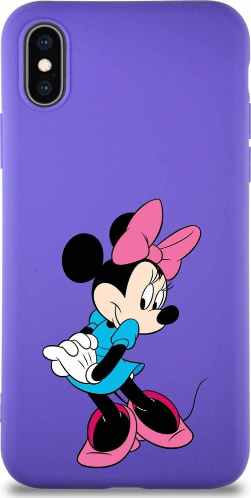 Iphone X Uyumlu Soft Premier Kapak Minnie Mouse-F Tasarımlı Silikon Kılıf - Mor