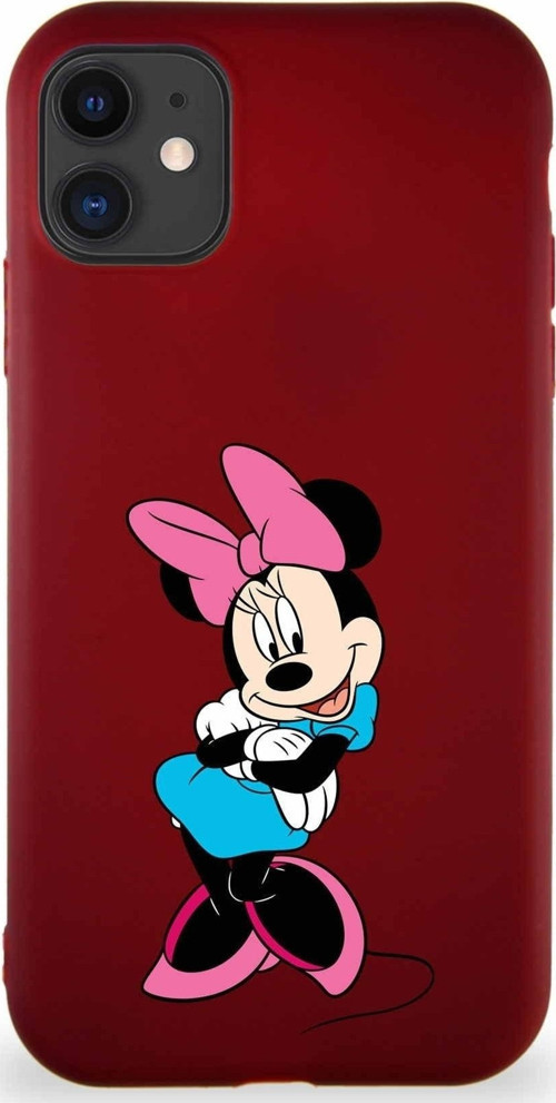 Iphone 11 Uyumlu Soft Premier Kapak Minnie Mouse-D Tasarımlı Silikon Kılıf - Mürdüm