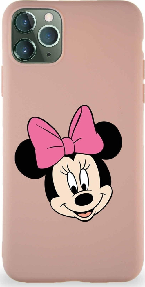 Iphone 11 Pro Max Uyumlu Soft Premier Kapak Minnie Mouse-C Tasarımlı Silikon Kılıf - Pudra