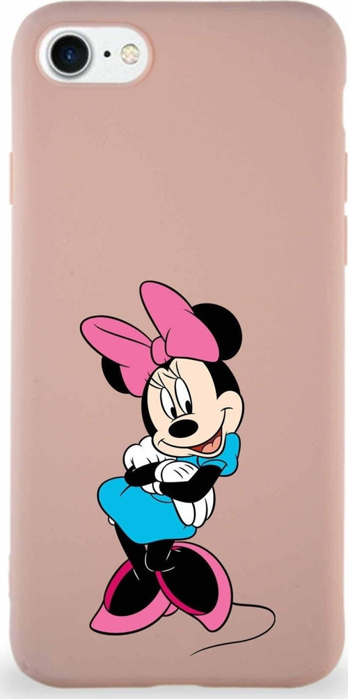 Iphone 7 Uyumlu Soft Premier Kapak Minnie Mouse-D Tasarımlı Silikon Kılıf - Pudra