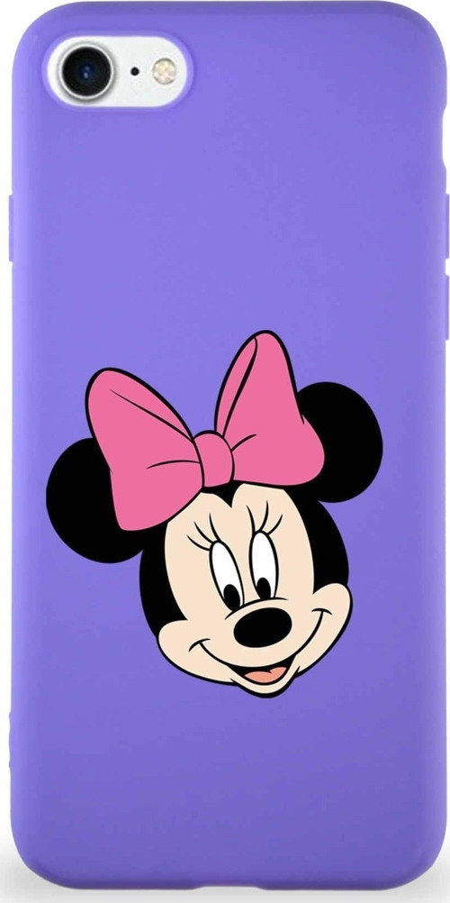 Iphone Se 2022 Uyumlu Soft Premier Kapak Minnie Mouse-C Tasarımlı Silikon Kılıf - Mor