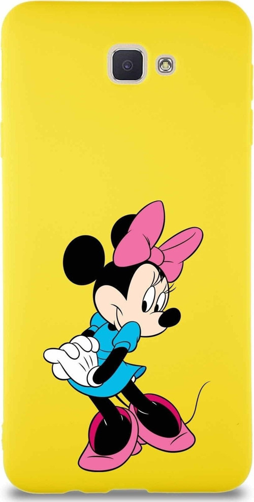 Samsung Galaxy J7 Prime 2 Soft Premier Kapak Minnie Mouse-F Tasarımlı Silikon Kılıf - Sarı