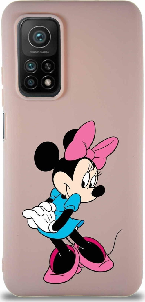 Xiaomi Mi 10T Pro Soft Premier Kapak Minnie Mouse-F Tasarımlı Silikon Kılıf - Pudra