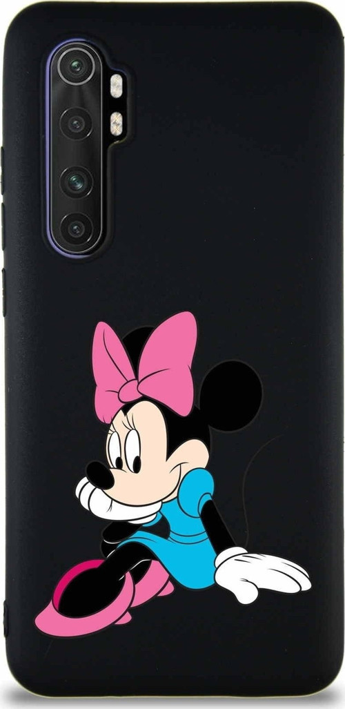 Xiaomi Mi Note 10 Lite Soft Premier Kapak Minnie Mouse-E Tasarımlı Silikon Kılıf - Siyah