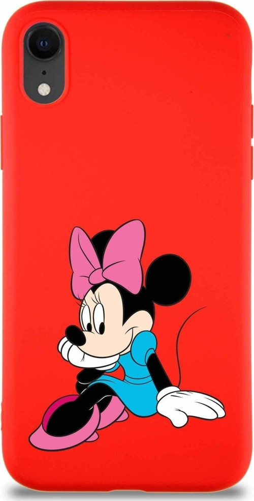 Iphone Xr Soft Premier Kapak Uyumlu Minnie Mouse-E Tasarımlı Silikon Kılıf - Kırmızı