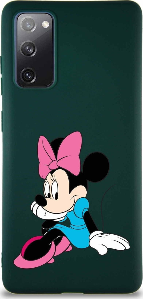 Samsung Galaxy S20 Fe Soft Premier Kapak Minnie Mouse-E Tasarımlı Silikon Kılıf - Yeşil