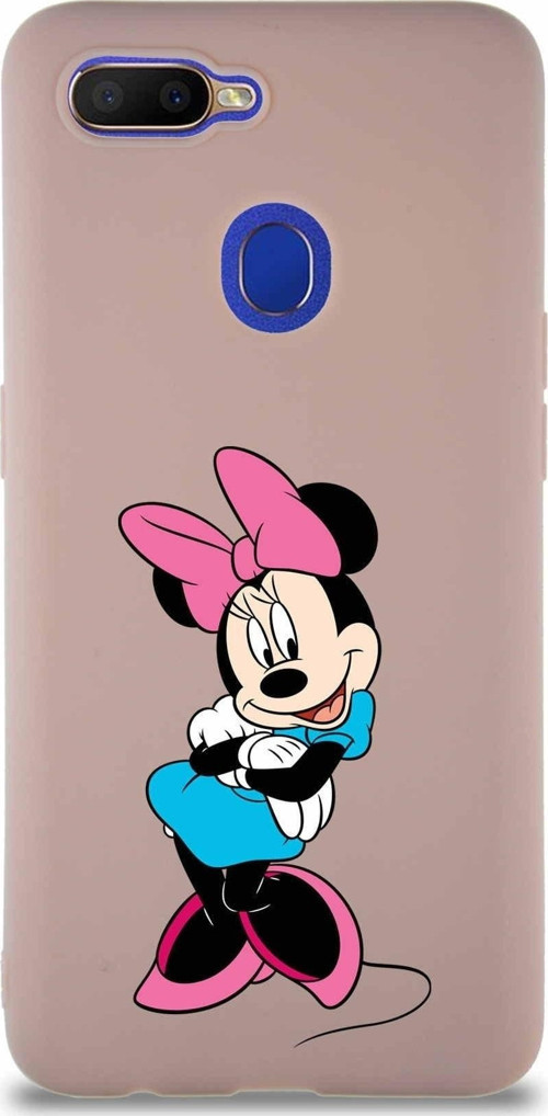 Oppo Ax7 Soft Premier Kapak Minnie Mouse-D Tasarımlı Silikon Kılıf - Pudra