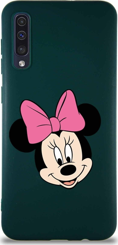 Samsung Galaxy A30S Soft Premier Kapak Minnie Mouse-C Tasarımlı Silikon Kılıf - Yeşil