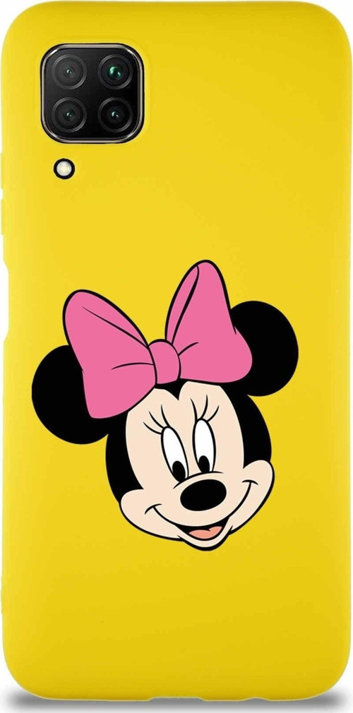 Huawei P40 Lite Soft Premier Kapak Minnie Mouse-C Tasarımlı Silikon Kılıf - Sarı
