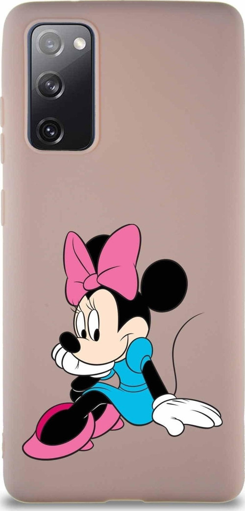 Samsung Galaxy S20 Fe Soft Premier Kapak Minnie Mouse-E Tasarımlı Silikon Kılıf - Pudra