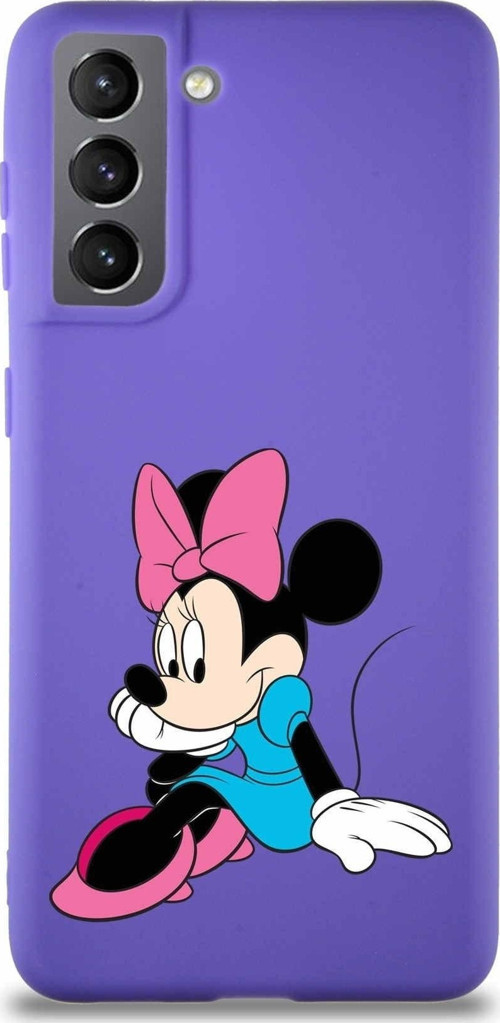 Samsung Galaxy S21 Soft Premier Kapak Minnie Mouse-E Tasarımlı Silikon Kılıf - Mor