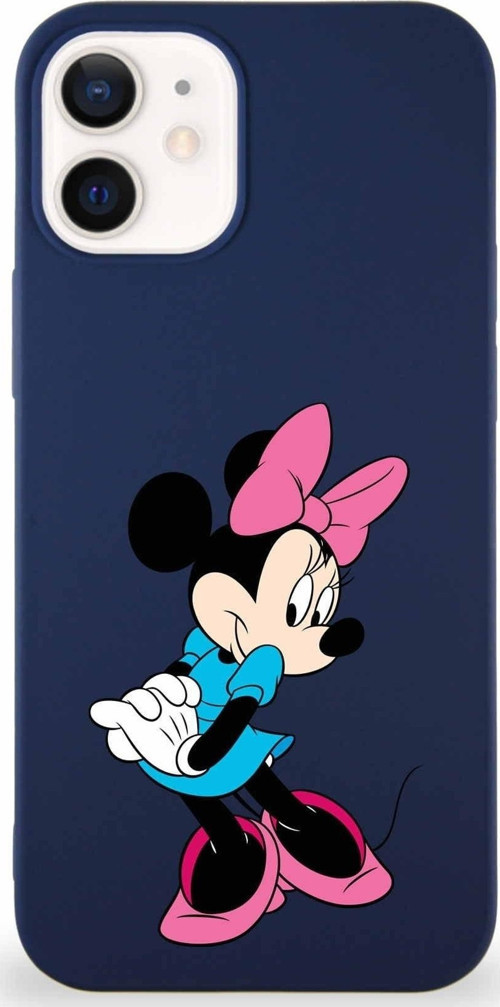 Iphone 12 Soft Uyumlu Premier Kapak Minnie Mouse-F Tasarımlı Silikon Kılıf - Lacivert