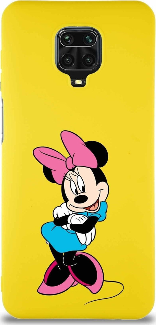 Xiaomi Redmi Note 9 Pro Soft Premier Kapak Minnie Mouse-D Tasarımlı Silikon Kılıf - Sarı