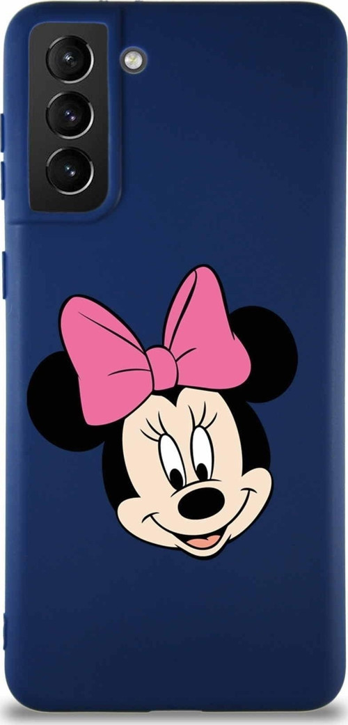 Samsung Galaxy S21 Plus Soft Premier Kapak Minnie Mouse-C Tasarımlı Silikon Kılıf - Lacivert