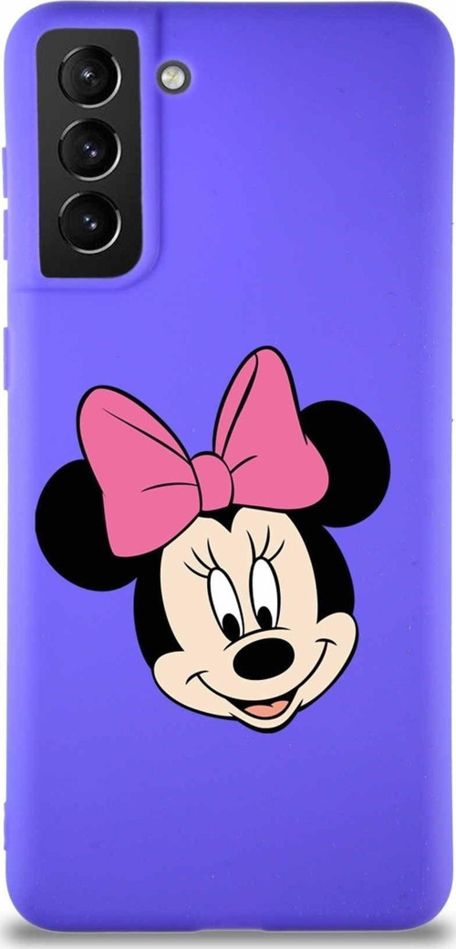 Samsung Galaxy S21 Plus Soft Premier Kapak Minnie Mouse-C Tasarımlı Silikon Kılıf - Mor