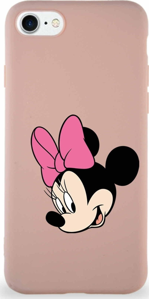Iphone 8 Uyumlu Soft Premier Kapak Minnie Mouse-B Tasarımlı Silikon Kılıf - Pudra