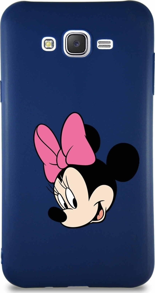 Samsung Galaxy J7 Core Soft Premier Kapak Minnie Mouse-B Tasarımlı Silikon Kılıf - Lacivert