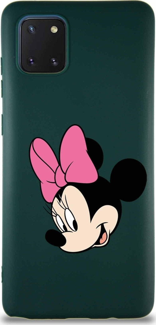 Samsung Galaxy A81 Soft Premier Kapak Minnie Mouse-B Tasarımlı Silikon Kılıf - Yeşil