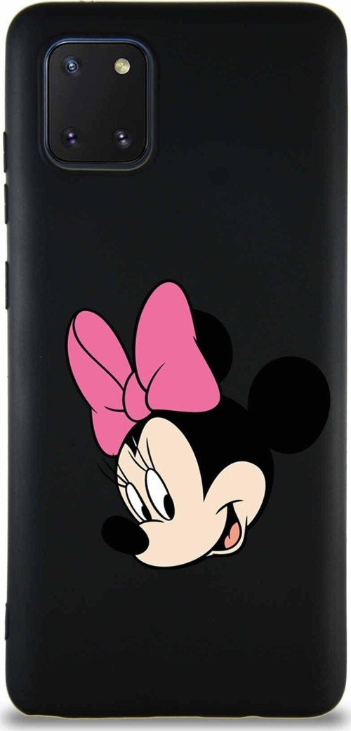 Samsung Galaxy A81 Soft Premier Kapak Minnie Mouse-B Tasarımlı Silikon Kılıf - Siyah