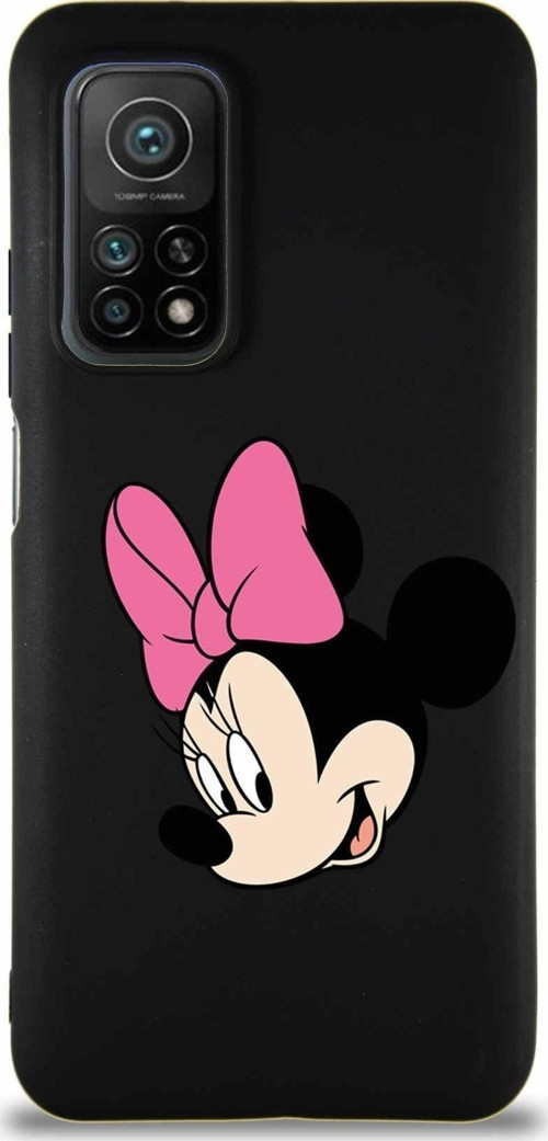 Xiaomi Mi 10T Soft Premier Kapak Minnie Mouse-B Tasarımlı Silikon Kılıf - Siyah