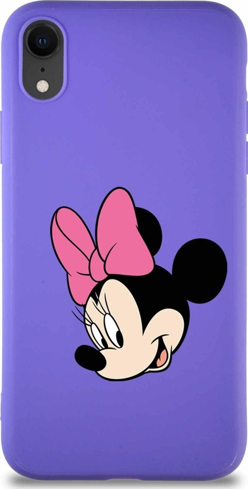 Iphone Xr Uyumlu Soft Premier Kapak Minnie Mouse-B Tasarımlı Silikon Kılıf - Mor