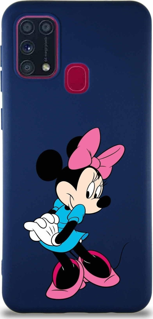 Samsung Galaxy M31 Soft Premier Kapak Minnie Mouse-F Tasarımlı Silikon Kılıf - Lacivert