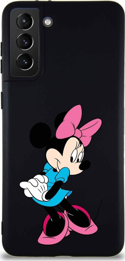 Samsung Galaxy S21 Plus Soft Premier Kapak Minnie Mouse-F Tasarımlı Silikon Kılıf - Siyah