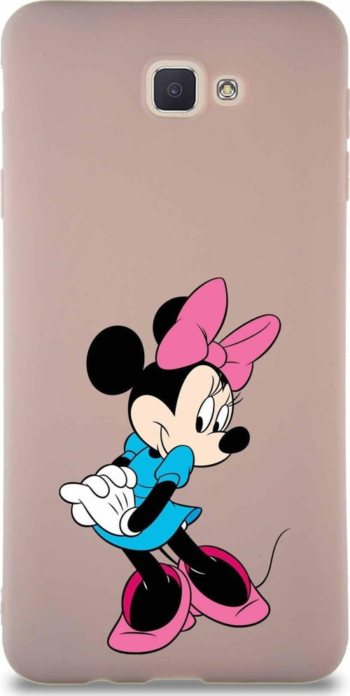 Samsung Galaxy J7 Prime 2 Soft Premier Kapak Minnie Mouse-F Tasarımlı Silikon Kılıf - Pudra