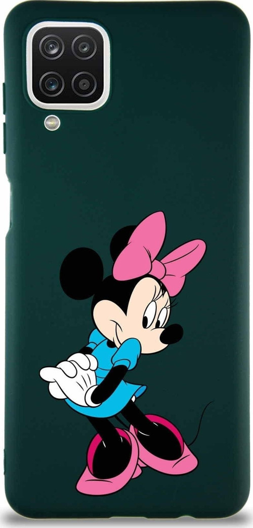 Samsung Galaxy A12 Soft Premier Kapak Minnie Mouse-F Tasarımlı Silikon Kılıf - Yeşil