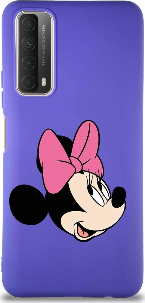 Huawei Y7A Soft Premier Kapak Minnie Mouse-A Tasarımlı Silikon Kılıf - Mor