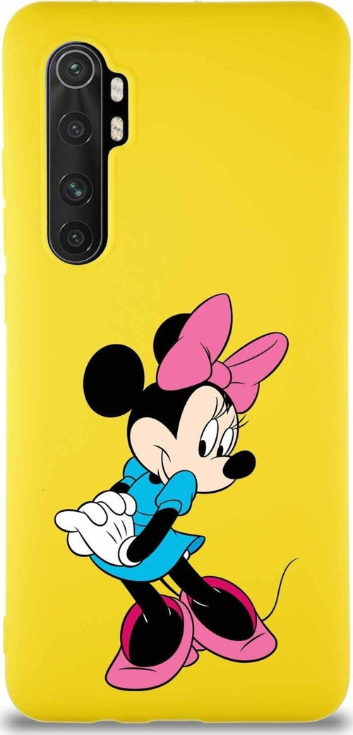 Xiaomi Mi Note 10 Lite Soft Premier Kapak Minnie Mouse-F Tasarımlı Silikon Kılıf - Sarı