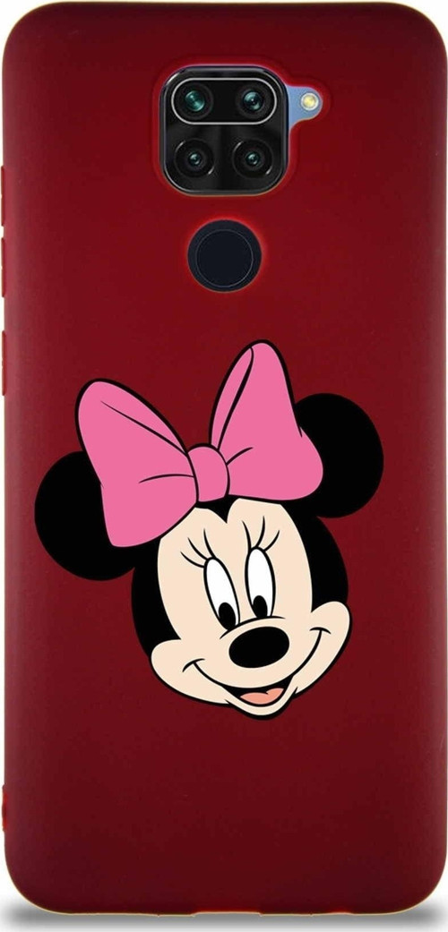 Xiaomi Redmi Note 9 Soft Premier Kapak Minnie Mouse-C Tasarımlı Silikon Kılıf - Mürdüm