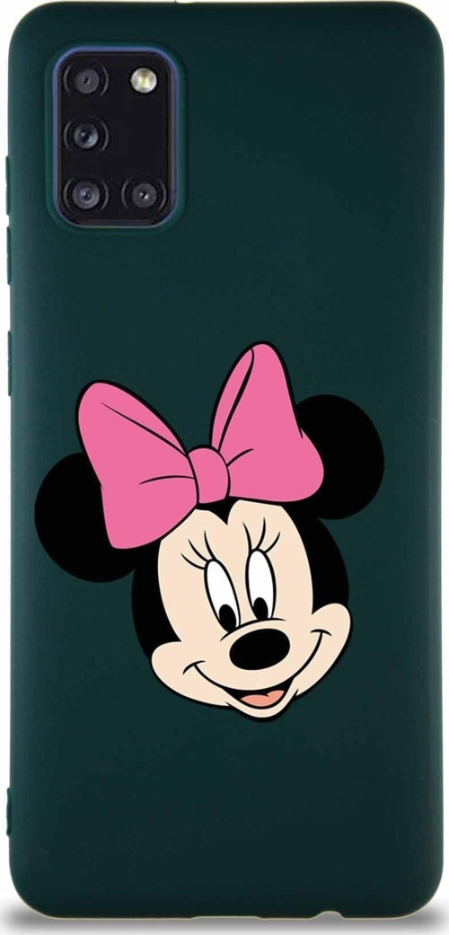 Samsung Galaxy A31 Soft Premier Kapak Minnie Mouse-C Tasarımlı Silikon Kılıf - Yeşil