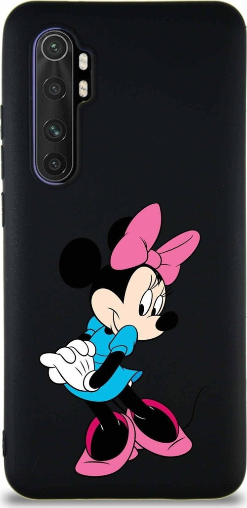 Xiaomi Mi Note 10 Lite Soft Premier Kapak Minnie Mouse-F Tasarımlı Silikon Kılıf - Siyah