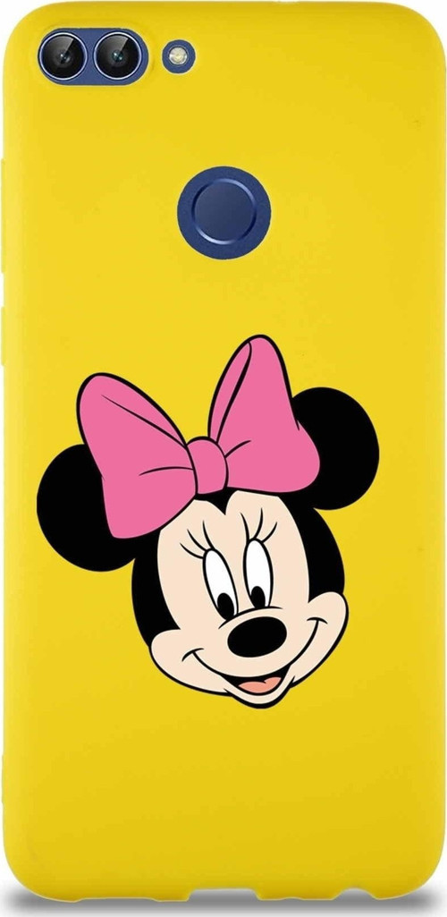 Huawei P Smart Soft Premier Kapak Minnie Mouse-C Tasarımlı Silikon Kılıf - Sarı